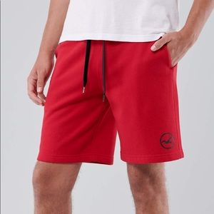 Red Hollister Fleece Jogger Shorts 9”